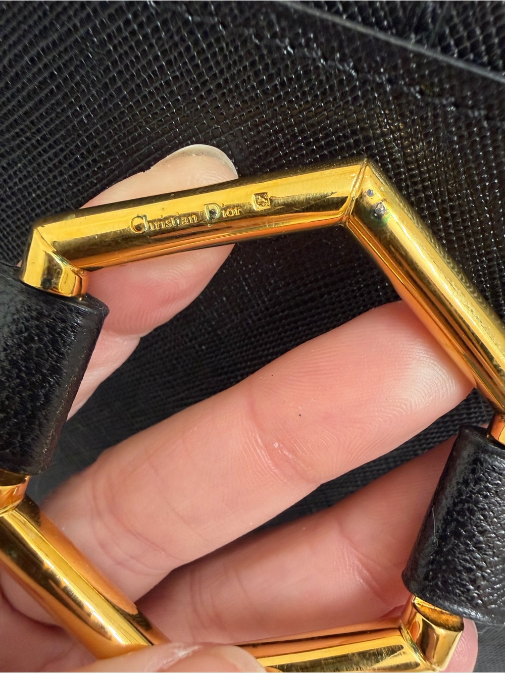 Vintage Christian Dior Black Leather Hexagon Buckle Clutch Wallet Pairs - Picture 2 of 16